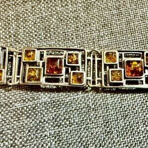 Sterling Silver and Amber Bracelet